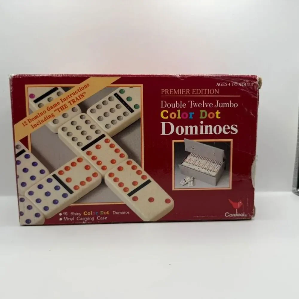 Cardinal Premier Edition Double Twelve Jumbo Color Dot Dominoes Set